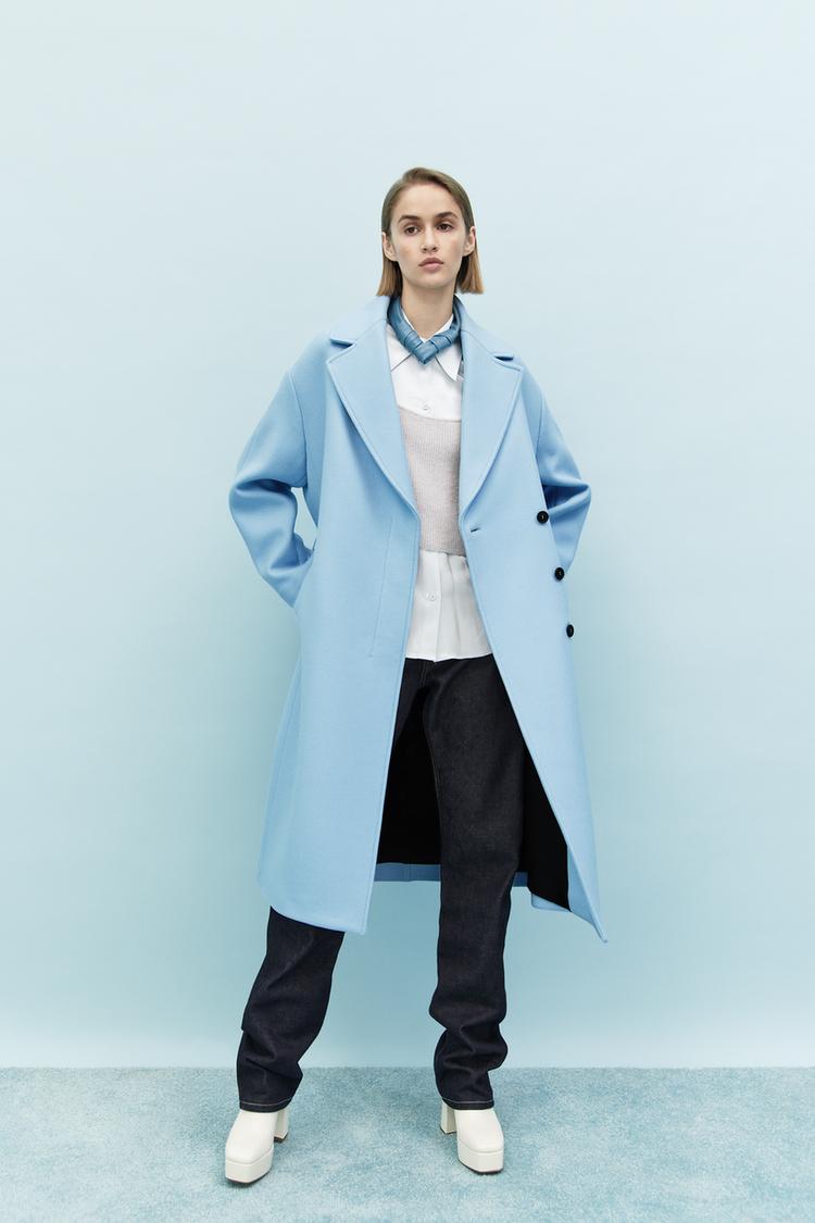 WARM WOOL PREMIUM COAT LIMITED EDITION Sky blue ZARA United Kingdom